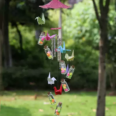DIY handmade wind chime material Pavilion cap candy color Thousand Paper Crane Lucky Star glass bottle creative home decoration