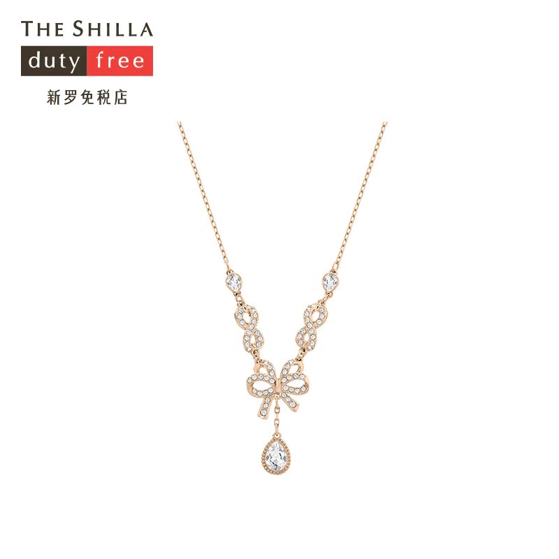 [新罗免税店]SWAROVSKI/施华洛世奇 镶钻蝴蝶结复古吊坠项链70g