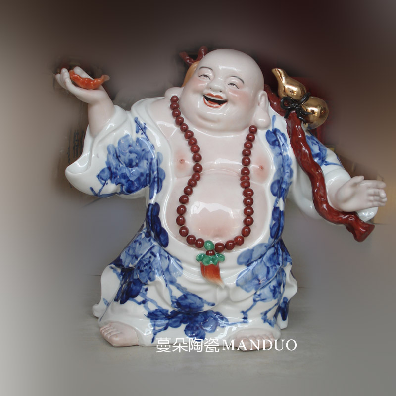 Jingdezhen Porcelain sculpture Buddha Bag monk Porcelain Buddha Home blessing blessing Porcelain three-dimensional Buddha Entrance Buddha