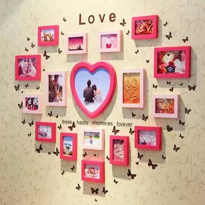 17 box combination creative baby photo wall Heart-shaped photo wall Wedding photo wall Photo frame wall Wedding gift