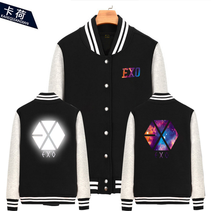 卡荷EXO鹿晗星空反光早春秋冬上衣棒球衫男女学生棒球服卫衣外套