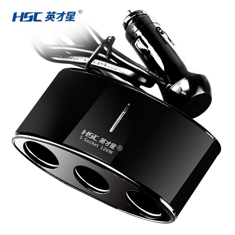 亚丁湾YC-418 黑色 车载充电器 车充一拖三点烟器插座56-2C\1995