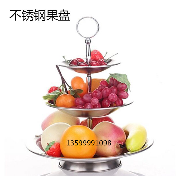 Two-layer stainless steel fruit plate acrylic double-layer fruit plate three-layer creative dessert plate cake plate KTV bar