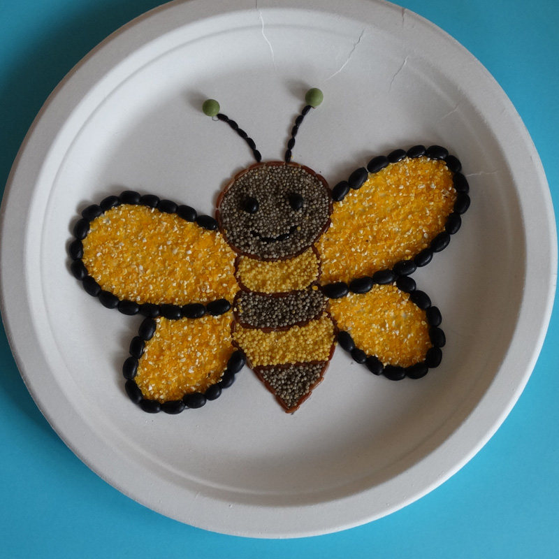 The world's first fragrant five grains paste painting Handmade DIY seed painting Bee plate seed sticker art