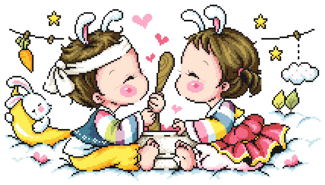 Cross Stitch Electronic Drawing 4001 SO-G54 Pillow Drawing 208W*116H25 Colors PAT Source File - Taobao