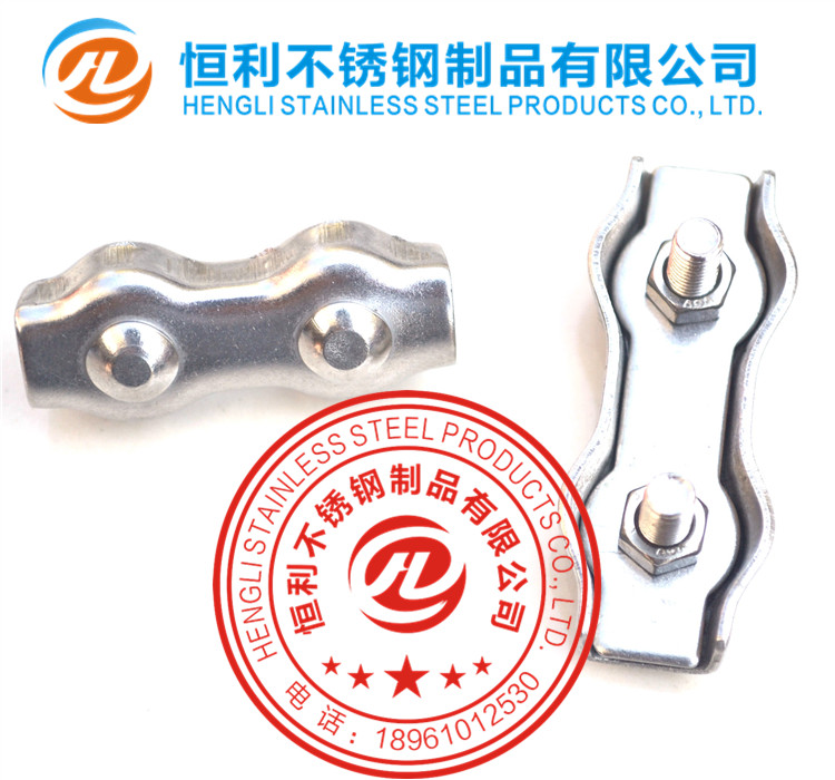 6mm wire rope double clamp 304 stainless steel wire rope clamping head steel wire clamping head M6