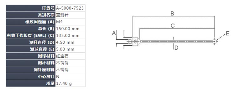 British Renishaw stylus A-5000-7523 on-machine measurement stylus line measurement
