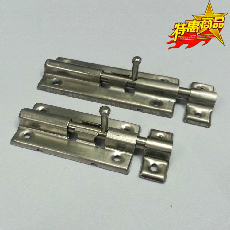 Stainless Steel Bolt Door Buttoned Door Bolt MAKEUP ROOM WOOD DOOR SELF-SPRING AUTO-THEFT LOCK CATCH 3 INCH 4 INCHES