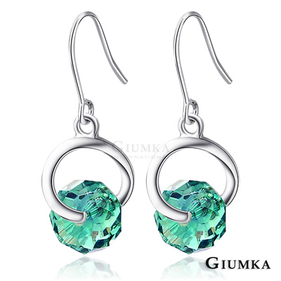 台湾官网直邮进口【GIUMKA】白K饰－恋恋水晶耳勾式耳环 (绿)