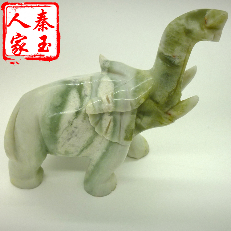 Qinyu family natural jade decoration Lantian Jade Elephant jade ornaments Jade town house ornaments