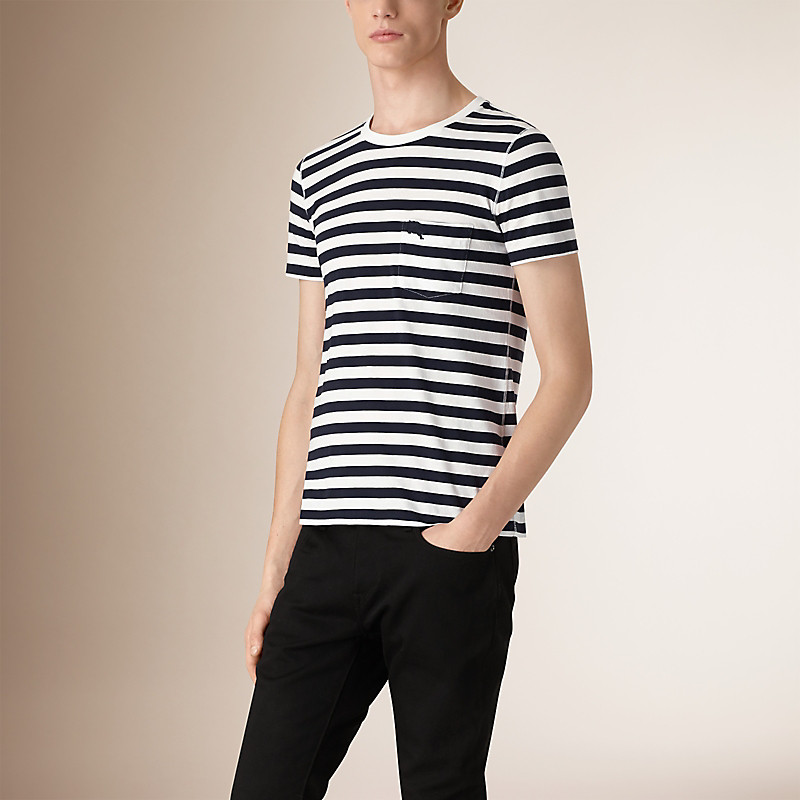 BURBERRY/博柏利条纹棉质 T 恤衫 39955831