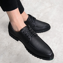 Mens thick bottom Inron small leather shoes Mens soft leather Invisible inner heightening 8cm Korean version Tidal Pointed Business Casual Shoes
