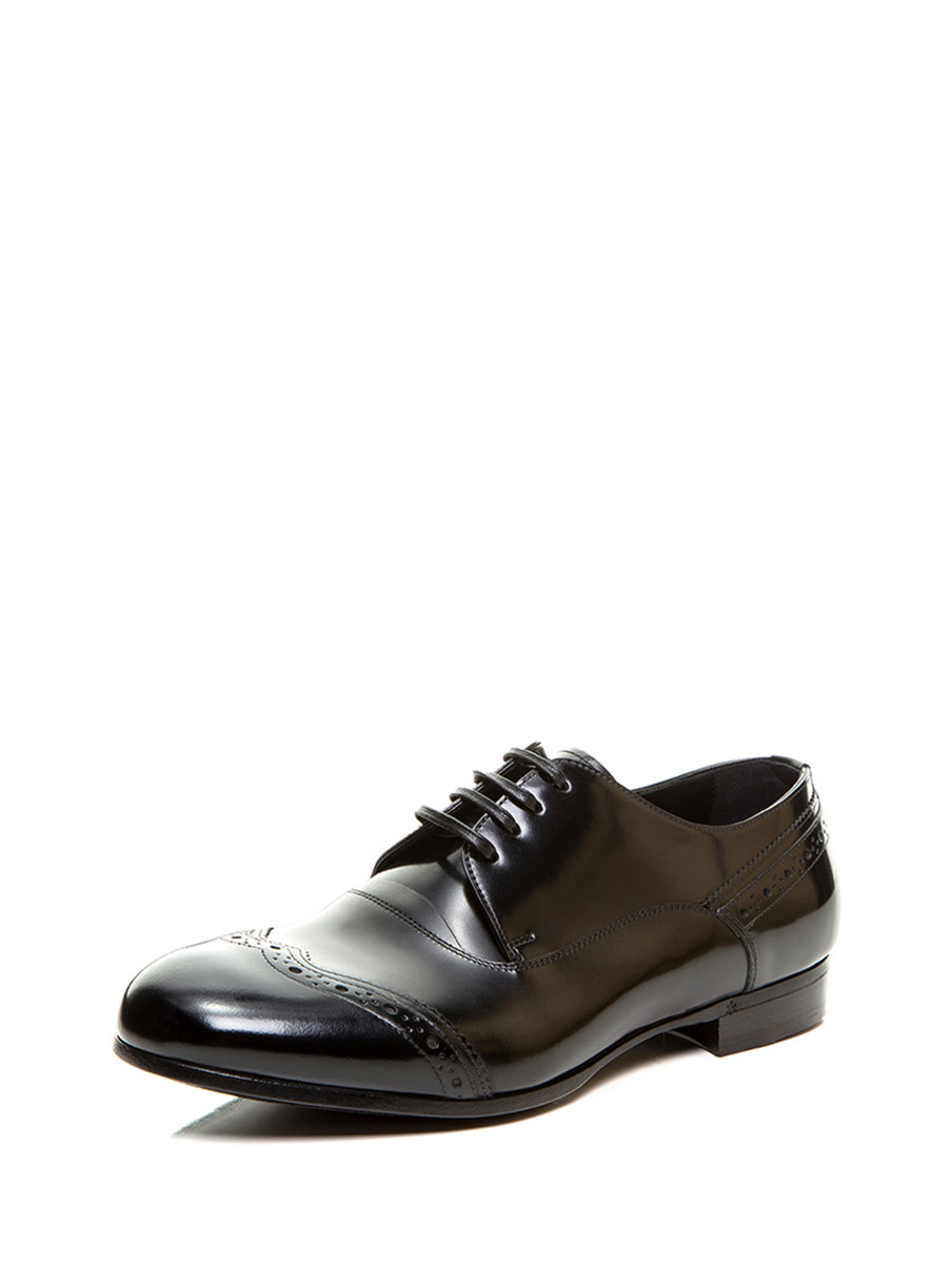 Dolce&Gabbana 黑色雕花冲孔车线装饰布洛克鞋