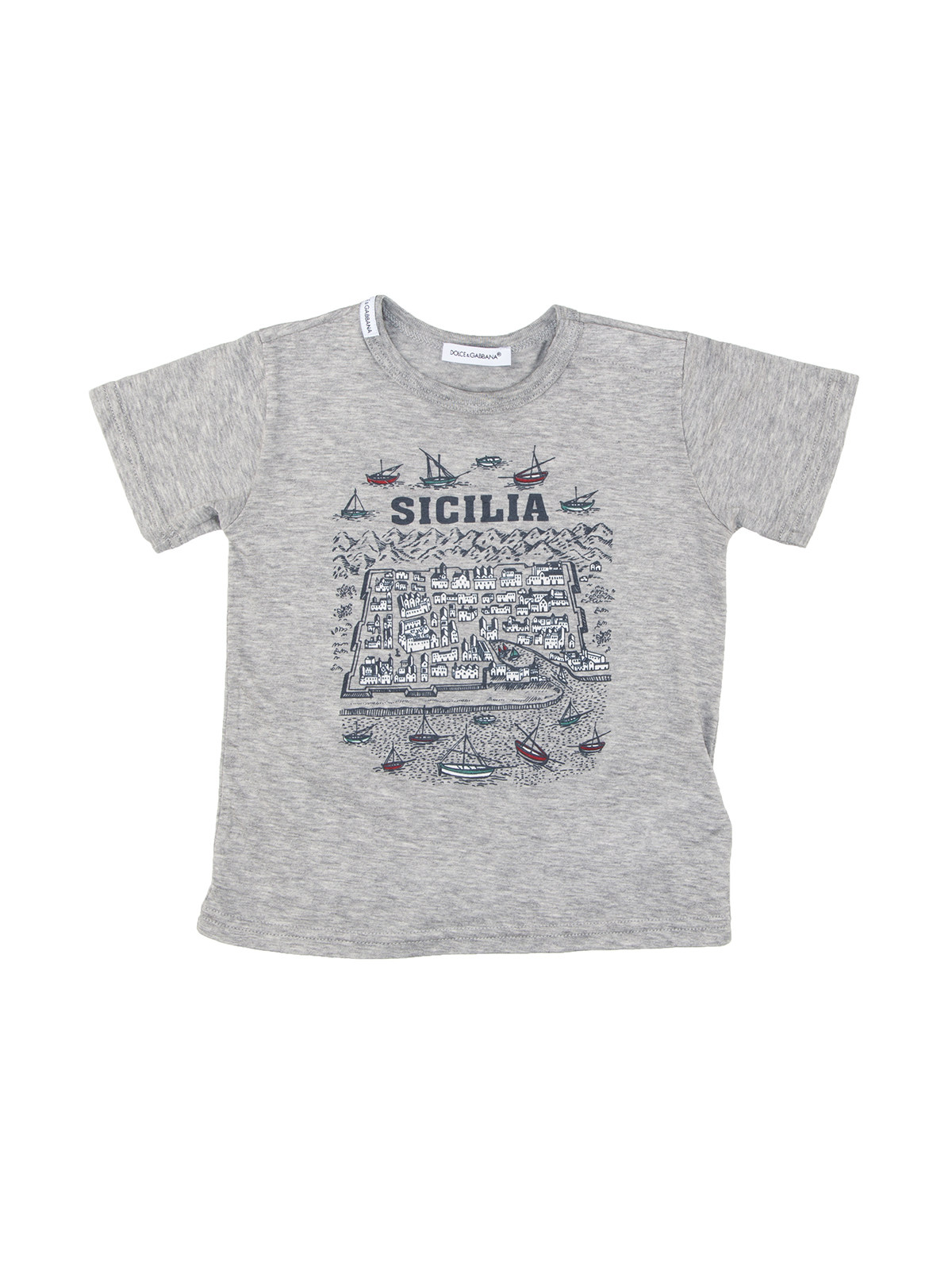 Dolce&Gabbana 灰色海港图案全棉T恤