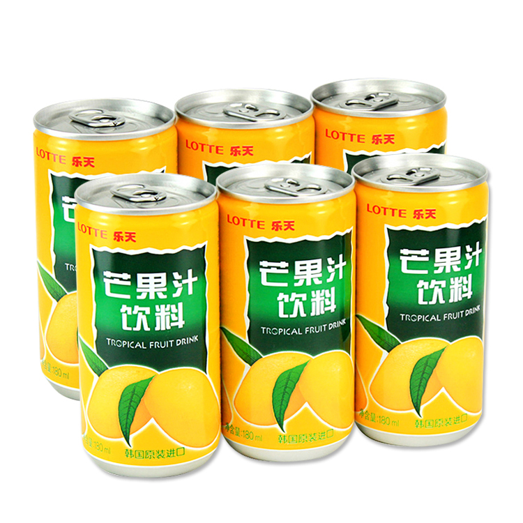 South Korea imported Lotte Lotte mango juice drink 180ml*15 cans whole box fruity drink Summer drink