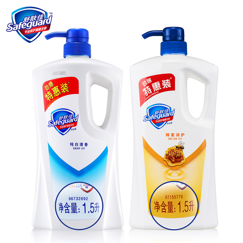 舒肤佳沐浴露套装 纯白1.5lL+蜂蜜1.5L高效除菌宝洁