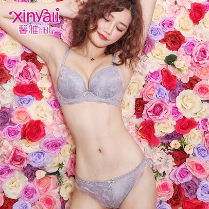 馨雅丽女士内衣内裤套装蕾丝聚拢性感文胸少女小胸软钢圈胸罩-tmall.com天猫