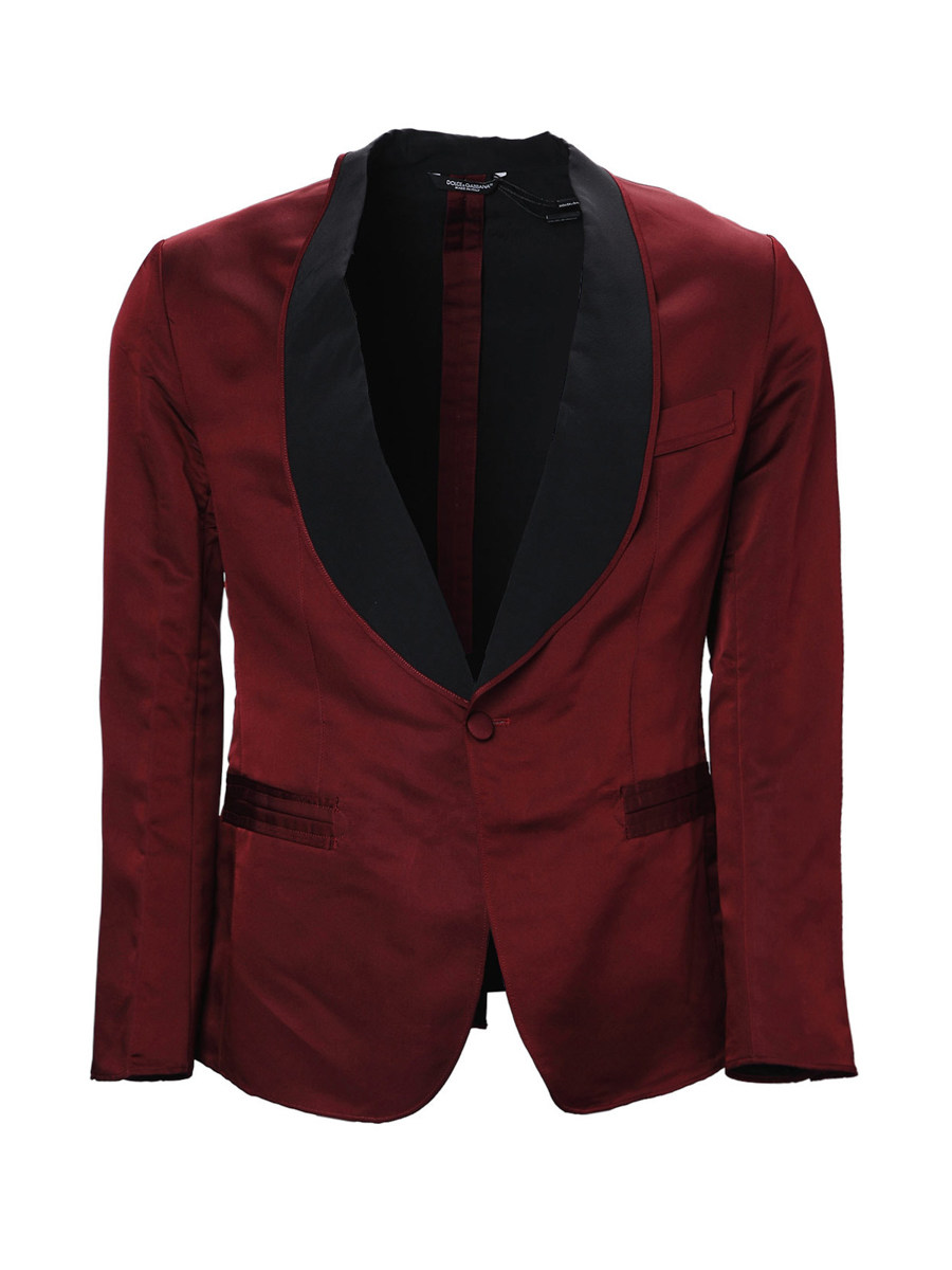 Dolce&Gabbana 暗红色青果领修身西装外套