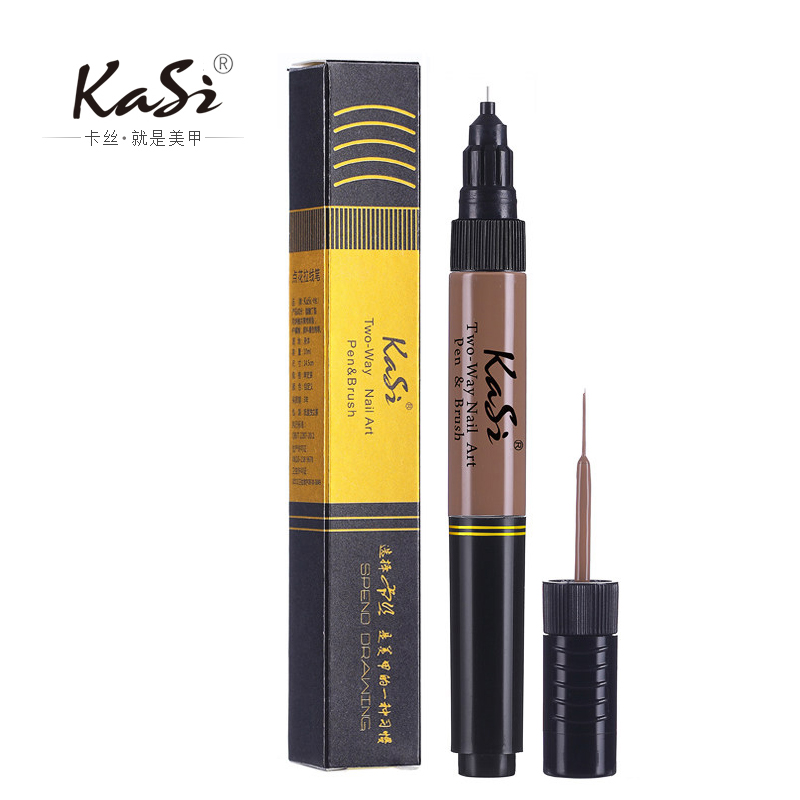 KaSi美甲双头点花拉线笔 点钻美甲笔彩绘笔工具10克 颜色:咖啡色