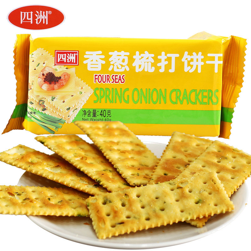 【天猫超市】四洲饼干梳打饼香葱味 40g 苏打饼零食休闲食品