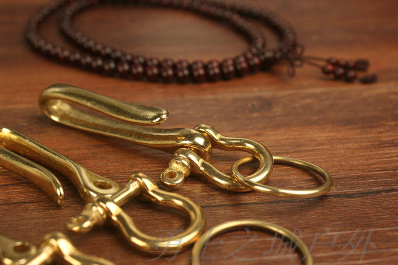 Pure hand thickened brass key buckle ring wallet hook pure copper key hook U type hook horseshoe buckle