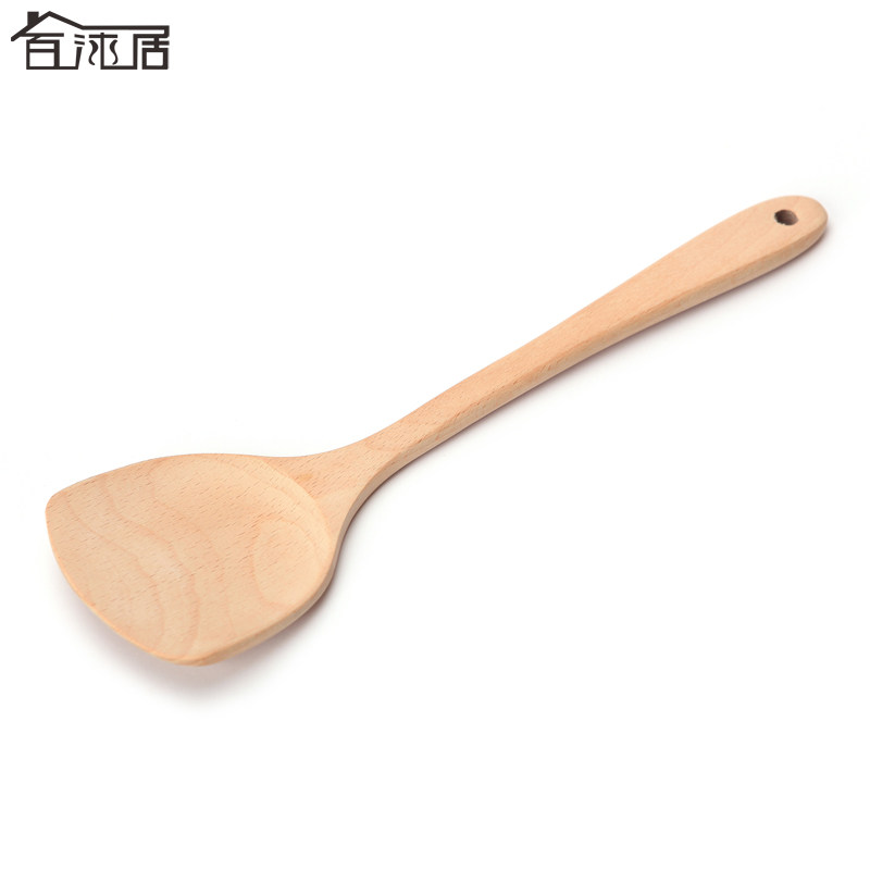 百沐居炒菜木制铲子锅铲榉木天然无漆无蜡长柄扁铲厨房烹饪用品