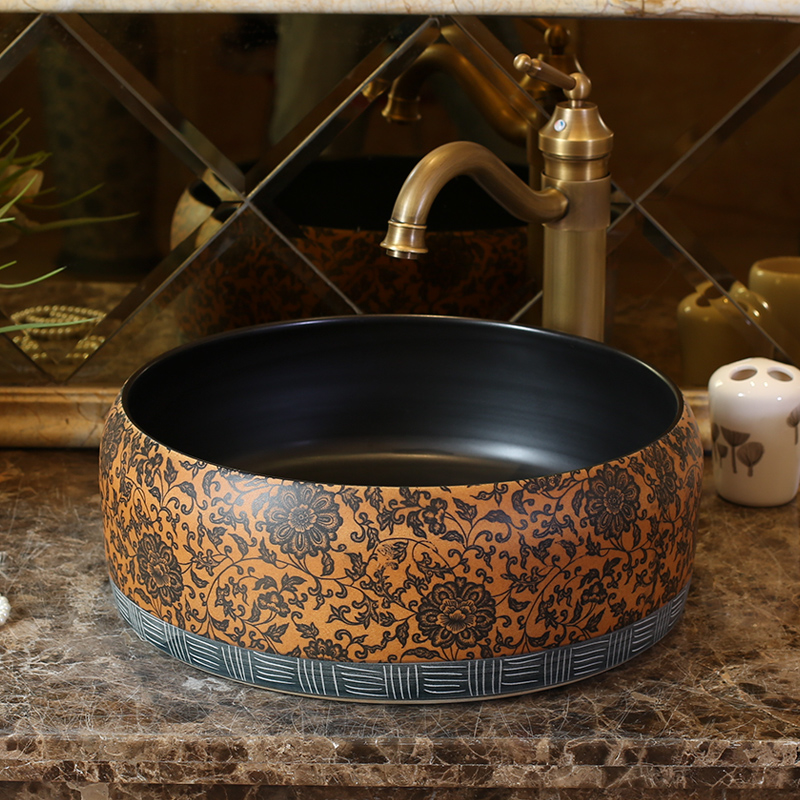 Jingdezhen ceramic stage basin art balcony round blue and white toilet lavabo of pure manual production