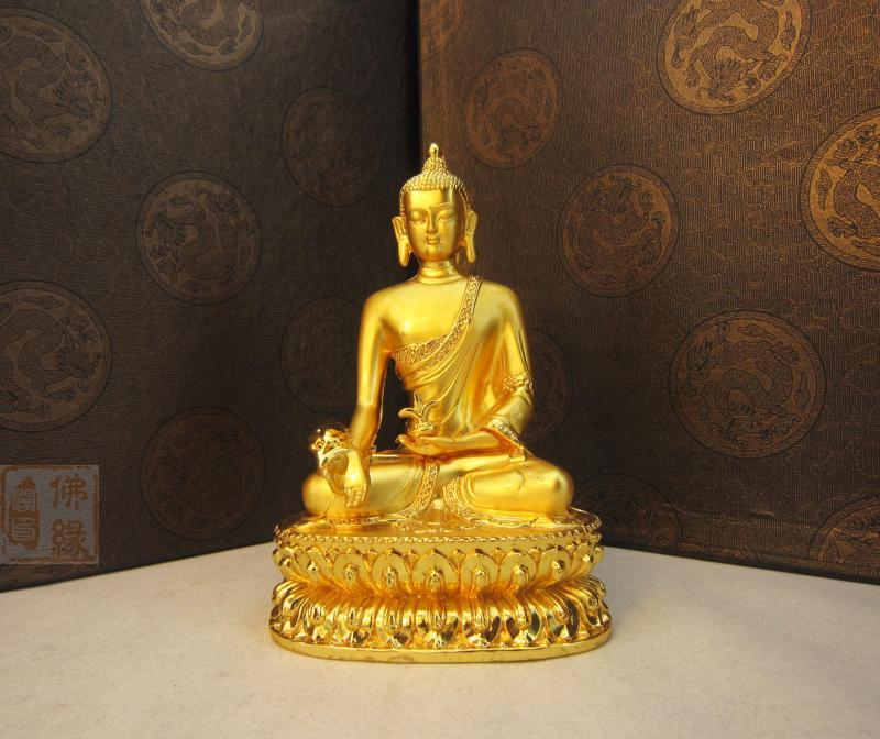 15 cm Pharmacist Buddha copper alloy Buddha statue decoration Three Treasure Buddha 6 inch Amitabha Buddha Shakyamuni Buddha statue