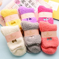 Tóc mùa đông cộng với nhung dày mùa thu và mùa đông vớ cotton mùa đông ấm áp san hô nửa nhung cotton vớ tất xỏ ngón