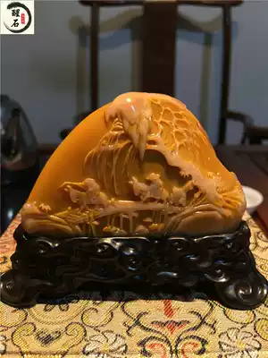 Changhuabitian Huangshi Snow Mountain travel master's work chicken blood stone Miller carving ornaments play Collection
