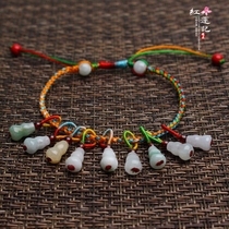 Red rope bracelet female boy baby baby evil colorful rope cinnabar Jade Jade transfer bead gourd chain