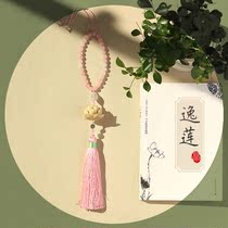 original boxwood handmade carved lotus tassel car hanging womens birthday craft gifts