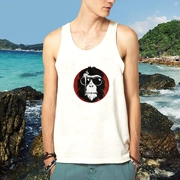 Vest nam Cotton không tay Slim Thanh niên bãi biển nam mồ hôi mùa hè Vest bóng rổ thể dục thể thao Hàn Quốc