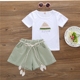 Bộ đồ bé gái kiểu dáng mùa hè chất liệu cotton màu 2018 mới Hàn Quốc của quần lửng ống rộng cho bé trai hợp mốt ngắn tay hai dây quần ống rộng cho bé gái Phù hợp với trẻ em