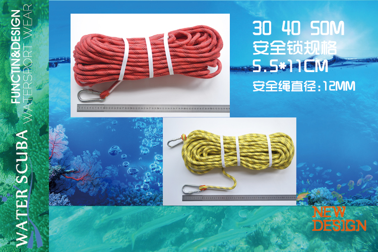 Dive Safety Rope Free Dive Dive Rope 12MM Safety Rope Underwater Rescue Safety Rope Outdoor Expedition Rope