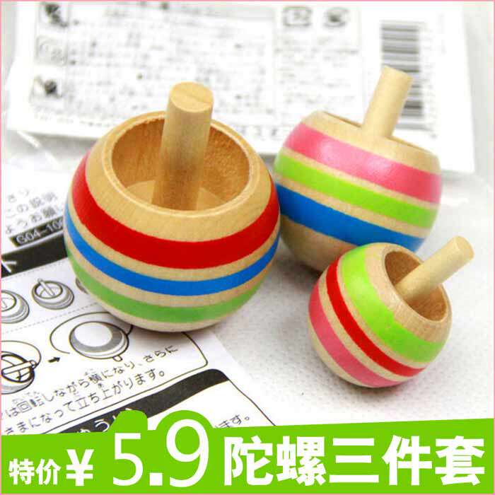 Japan Foreign Trade Tails Amazing Handstand Top Spinning Wooden Baby Boy Kids Toys Nostalgic Toys