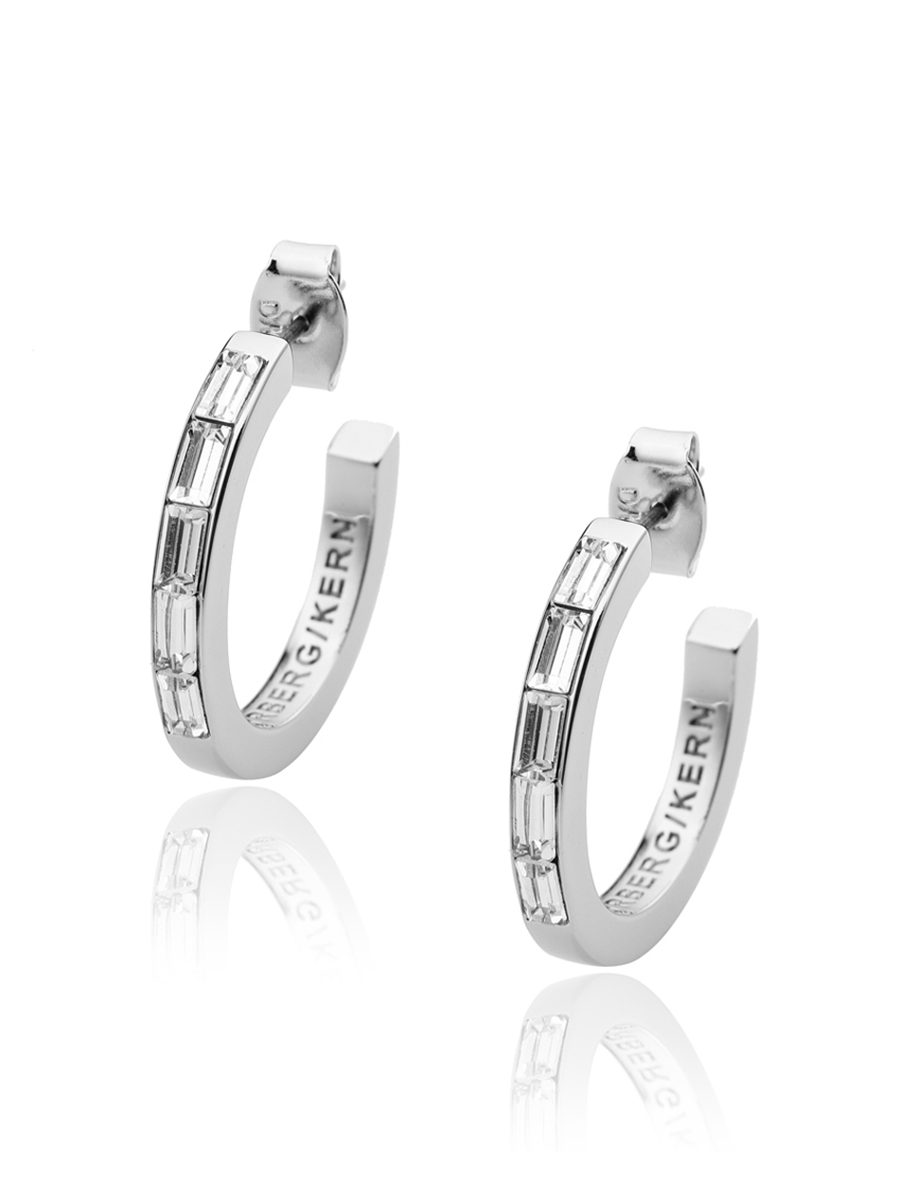 DYRBERG/KERN 银色设计师系列细水晶环形耳环