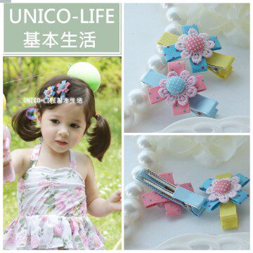 台湾官网直邮进口UNICO-LIFE 儿童 可爱小花发夹/发饰-两色可选