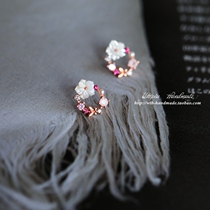 (Spring) Apricot Forest Spring Swallow FlowerRing Stud Earrings Female Ancient Style Fresh 925 Sterling Silver Gilded Earless Earpack Museum