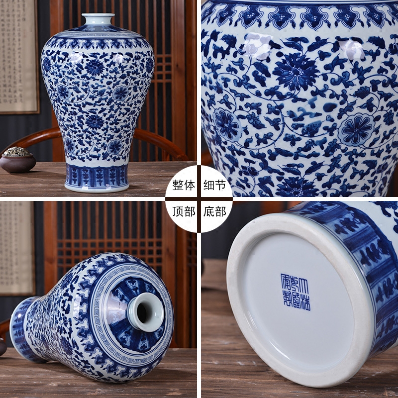 Jingdezhen chinaware bottle name plum modern blue and white porcelain vase Chinese flower arranging home decoration sitting room TV ark, furnishing articles