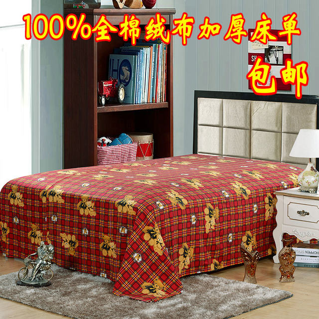 ຜ້າຝ້າຍໃຫມ່ flannel sheets single piece plush pure cotton double bed 1.8m quilt brushed winter warm and thickened