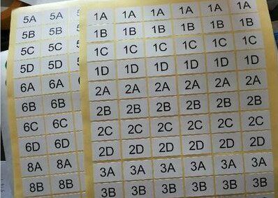 Rectangular Digital Letter Label Sticker White Bottom Black Character Adhesive Trademark Sticker can be set for color printing mark