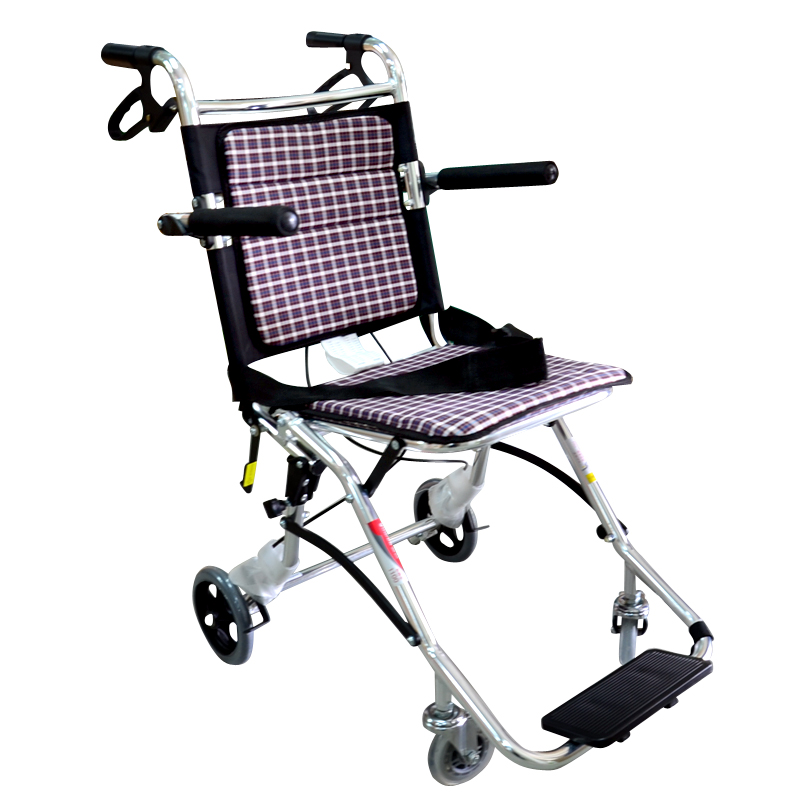 鱼跃轮椅车1100舒适款 轻便带刹车铝合金便携折叠轻便四轮代步车