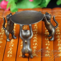 New antique old butter lamp copper base old copper lamp old oil lamp small handmade lamp ornament cat