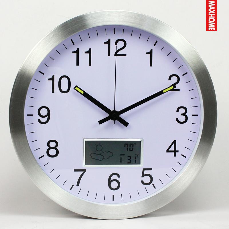 MAX HOME 12 inch LCD liquid crystal screen hanging clock fashion minimalist living-room calendar clock hanging wall clock