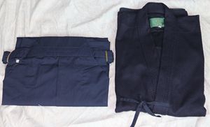 A set of pure cotton navy blue kendo suits