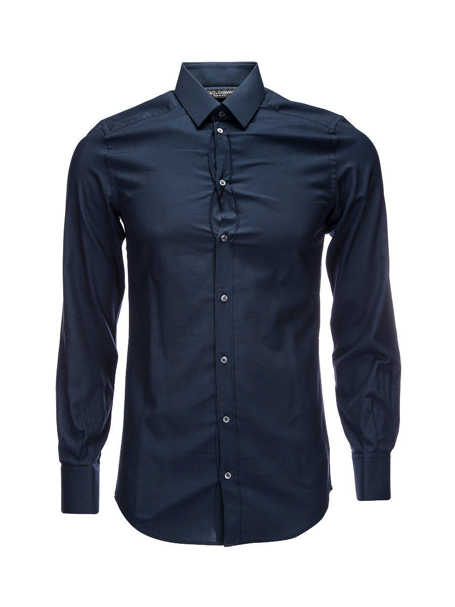 Dolce&Gabbana 深蓝色波点长袖衬衫