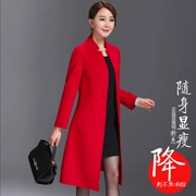 2017 phụ nữ mới làm bằng tay áo hai mặt cashmere phần dài trên đầu gối Cổ áo mỏng cổ áo len kích thước lớn nữ - Áo len lót đôi