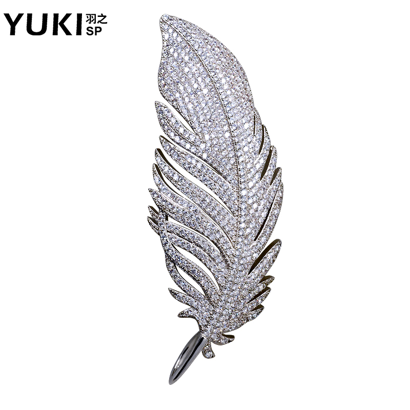 YUKI首饰胸针 男士西服气质胸花水晶羽毛韩国女毛衣别针百搭时尚