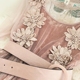 Thanh lịch nhung nhung lưới ren ba chiều hoa vòng cổ cao eo retro thắt lưng cánh hoa tay áo cổ tích 	váy xoắn eo	 Váy eo cao